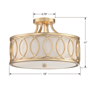 Crystorama - 285-GA - Three Light Semi Flush Mount - Graham - Antique Gold