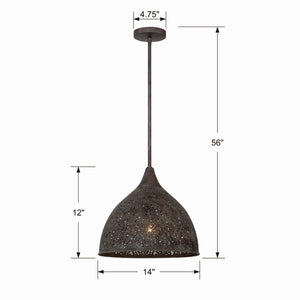 Crystorama - JAS-A5010-FB - One Light Pendant - Jasmine - Forged Bronze