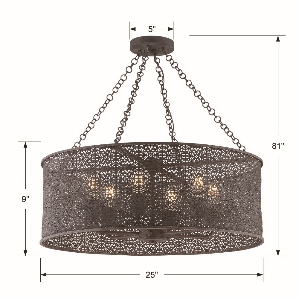 Crystorama - JAS-A5016-FB - Six Light Chandelier - Jasmine - Forged Bronze