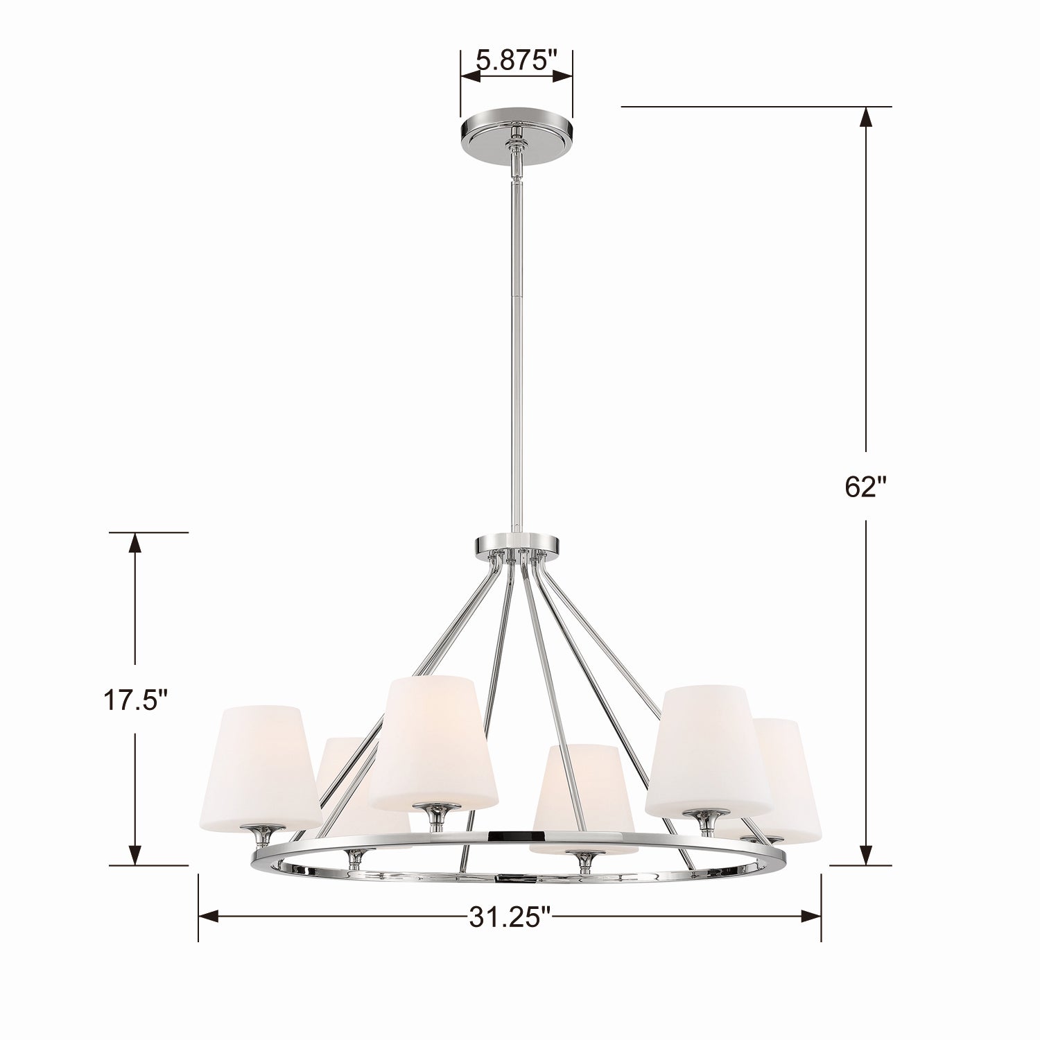 Crystorama - KEE-A3006-PN - Six Light Chandelier - Keenan - Polished Nickel