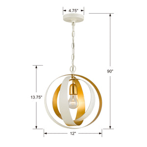 Crystorama - 580-MT-GA - One Light Mini Chandelier - Luna - Matte White / Antique Gold