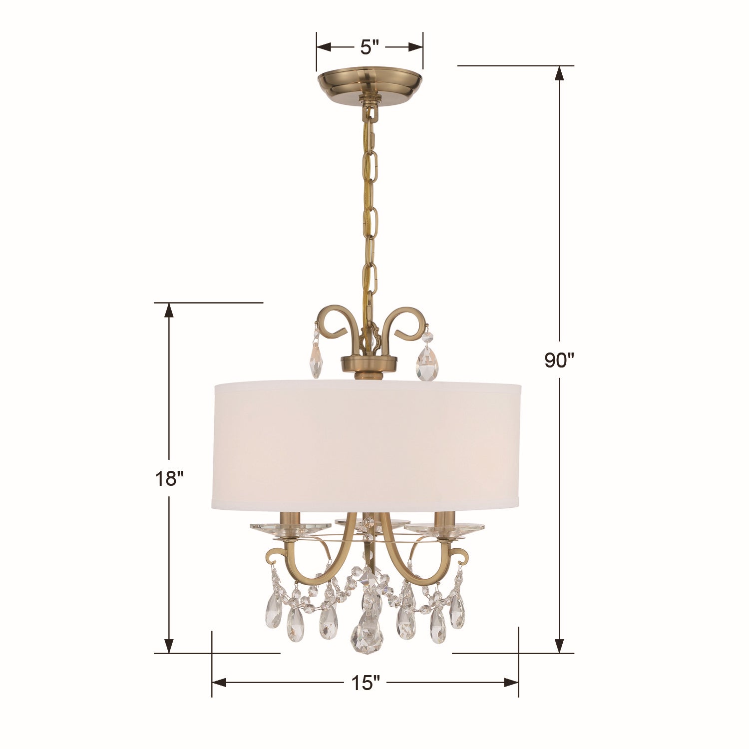 Crystorama - 6623-VG-CL-SAQ - Three Light Chandelier - Othello - Vibrant Gold