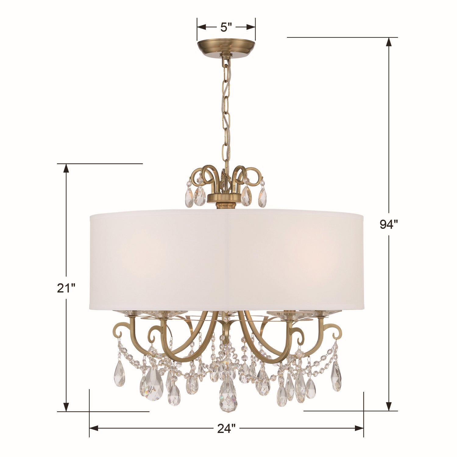 Crystorama - 6625-VG-CL-MWP - Five Light Chandelier - Othello - Vibrant Gold