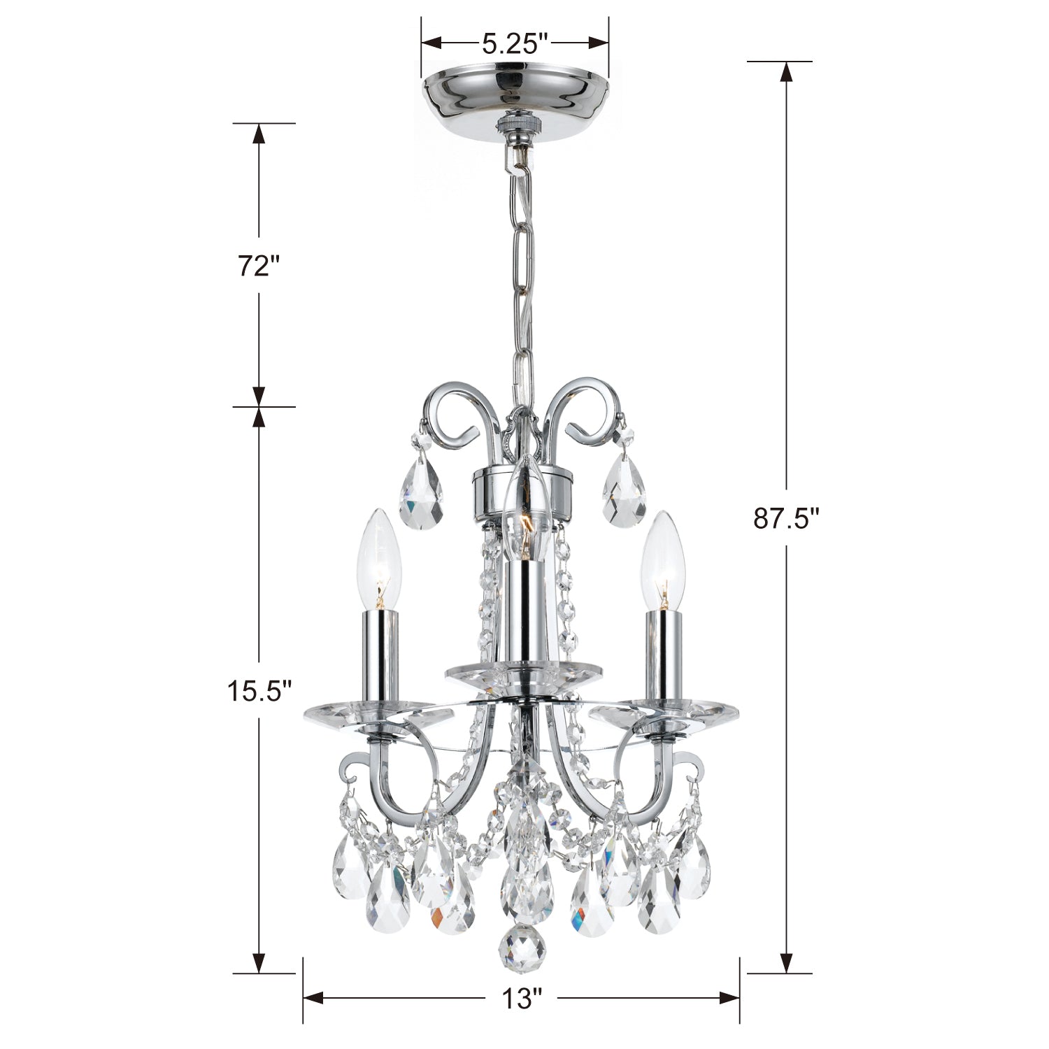 Crystorama - 6823-CH-CL-S - Three Light Mini Chandelier - Othello - Polished Chrome