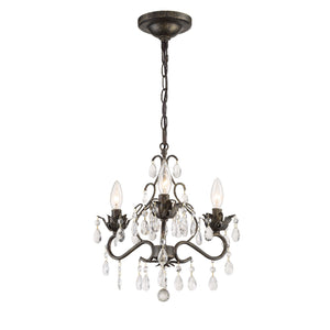 Crystorama - 4534-EB-CL-MWP - Three Light Mini Chandelier - Paris Market - English Bronze