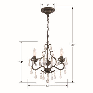 Crystorama - 4534-EB-CL-MWP - Three Light Mini Chandelier - Paris Market - English Bronze