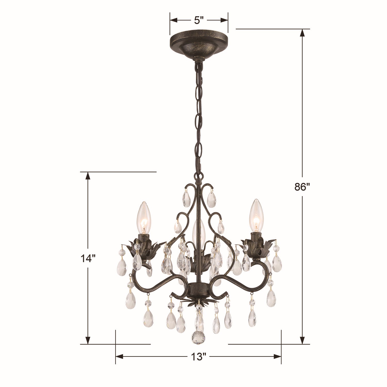 Crystorama - 4534-EB-CL-S - Three Light Mini Chandelier - Paris Market - English Bronze