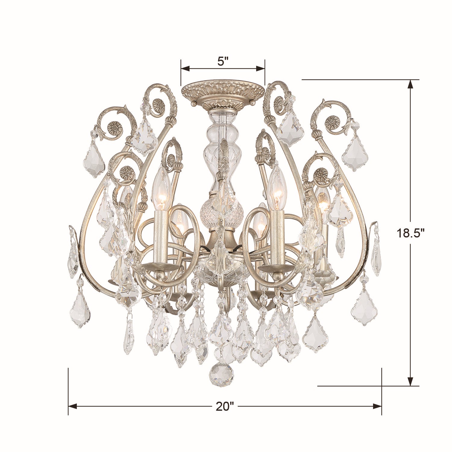 Crystorama - 5115-OS-CL-MWP_CEILING - Six Light Semi Flush Mount - Regis - Olde Silver