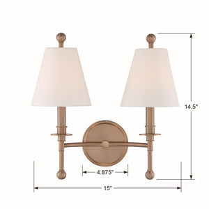 Crystorama - RIV-383-AG - Two Light Wall Sconce - Riverdale - Aged Brass