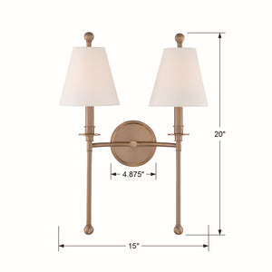 Crystorama - RIV-383-AG - Two Light Wall Sconce - Riverdale - Aged Brass