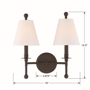 Crystorama - RIV-383-DB - Two Light Wall Sconce - Riverdale - Dark Bronze