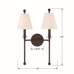 Crystorama - RIV-383-DB - Two Light Wall Sconce - Riverdale - Dark Bronze