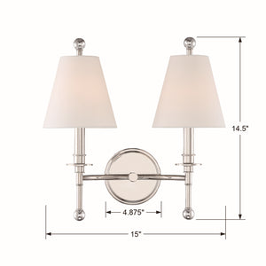 Crystorama - RIV-383-PN - Two Light Wall Sconce - Riverdale - Polished Nickel