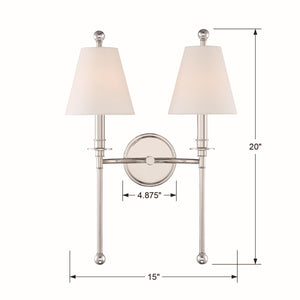 Crystorama - RIV-383-PN - Two Light Wall Sconce - Riverdale - Polished Nickel