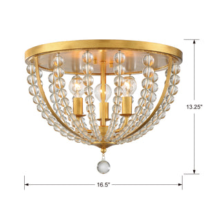 Crystorama - ROX-A9000-GA - Three Light Flush Mount - Roxy - Antique Gold