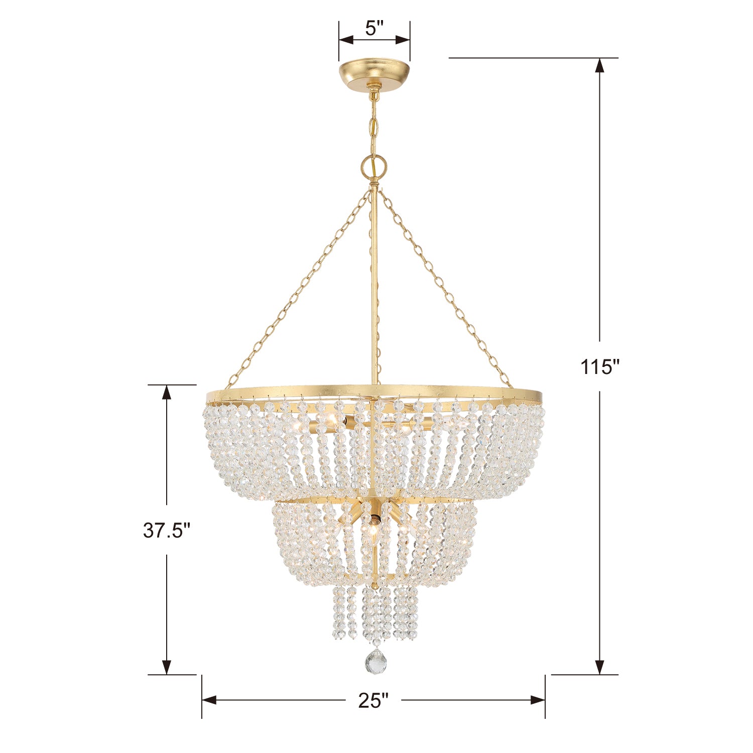 Crystorama - 610-GA - Eight Light Chandelier - Rylee - Antique Gold