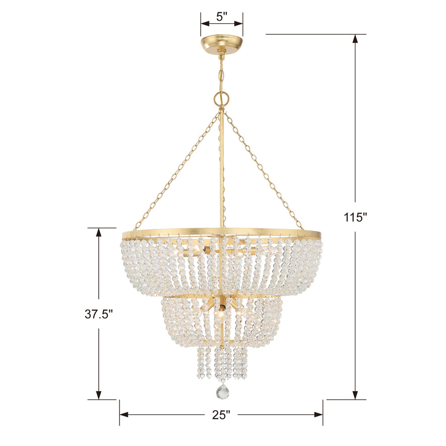 Crystorama - 610-GA - Eight Light Chandelier - Rylee - Antique Gold