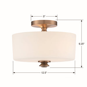 Crystorama - TRA-A3302-VG - Two Light Semi Flush Mount - Travis - Vibrant Gold