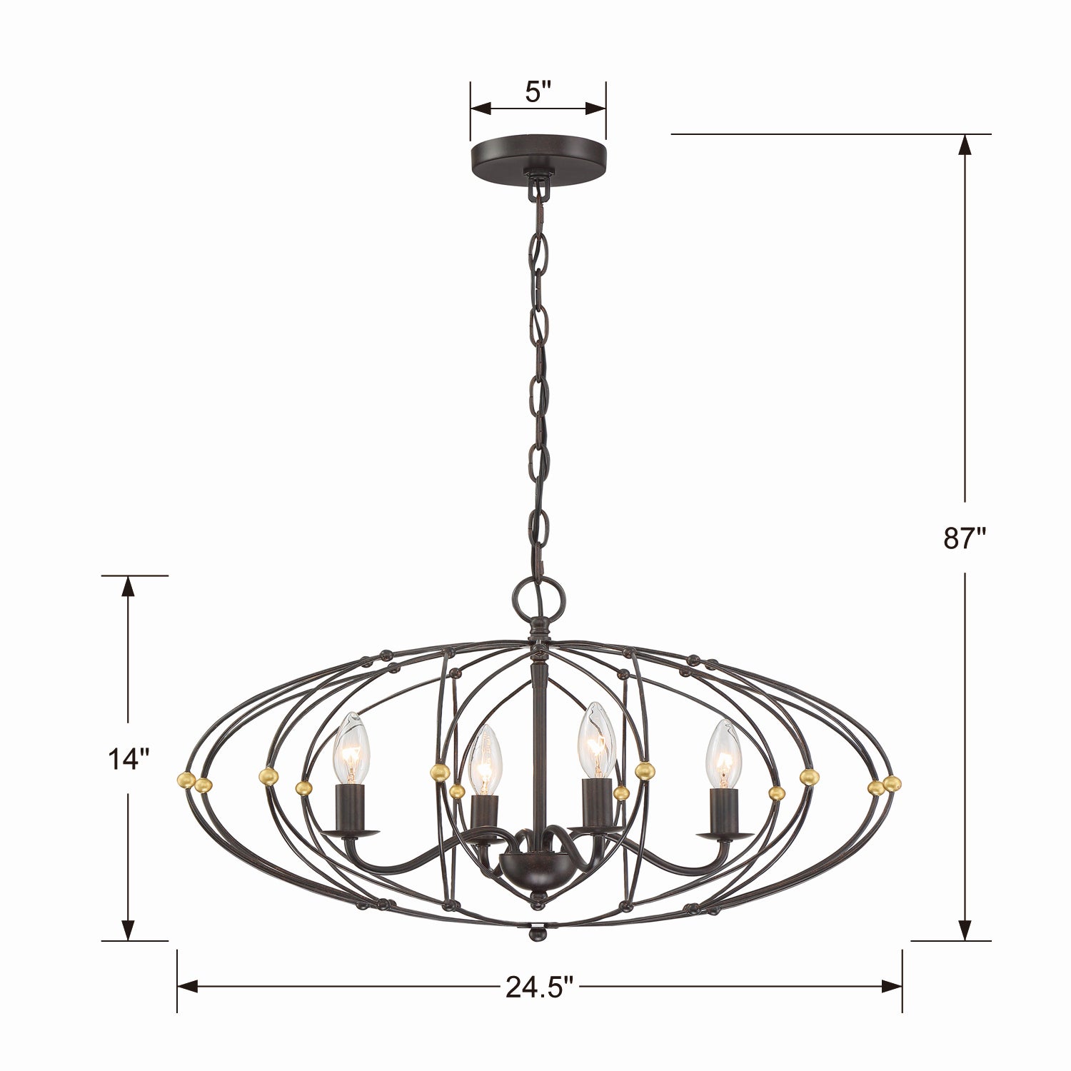 Crystorama - ZUC-A9034-EB-GA - Four Light Chandelier - Zucca - English Bronze / Antique Gold