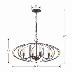 Crystorama - ZUC-A9034-EB-GA - Four Light Chandelier - Zucca - English Bronze / Antique Gold