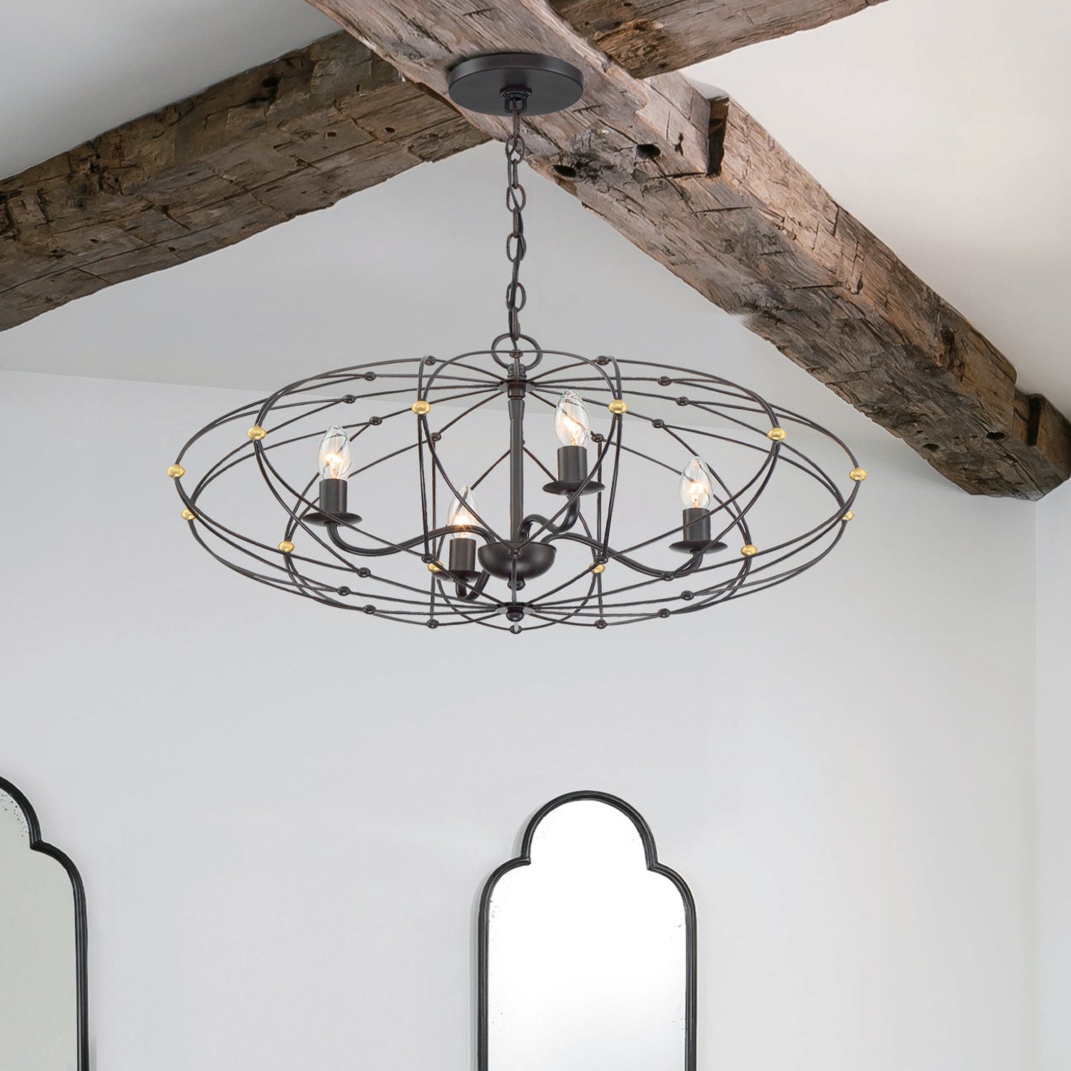 Crystorama - ZUC-A9034-EB-GA - Four Light Chandelier - Zucca - English Bronze / Antique Gold