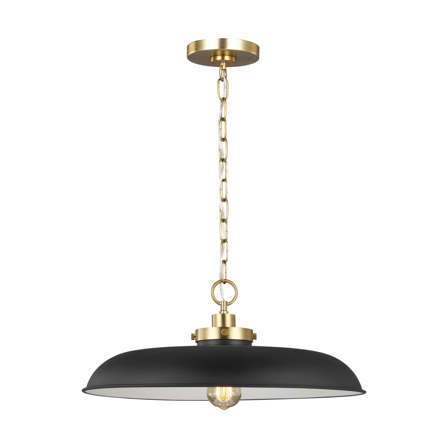 Visual Comfort Studio - CP1231MBKBBS - One Light Pendant - Wellfleet - Midnight Black and Burnished Brass