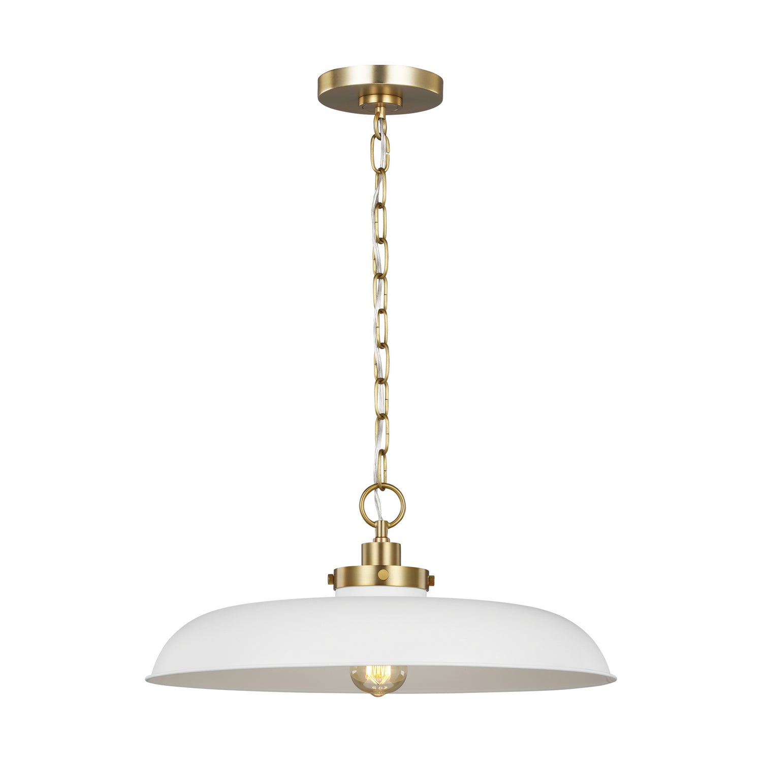 Visual Comfort Studio - CP1231MWTBBS - One Light Pendant - Wellfleet - Matte White and Burnished Brass