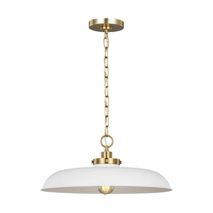 Visual Comfort Studio - CP1231MWTBBS - One Light Pendant - Wellfleet - Matte White and Burnished Brass