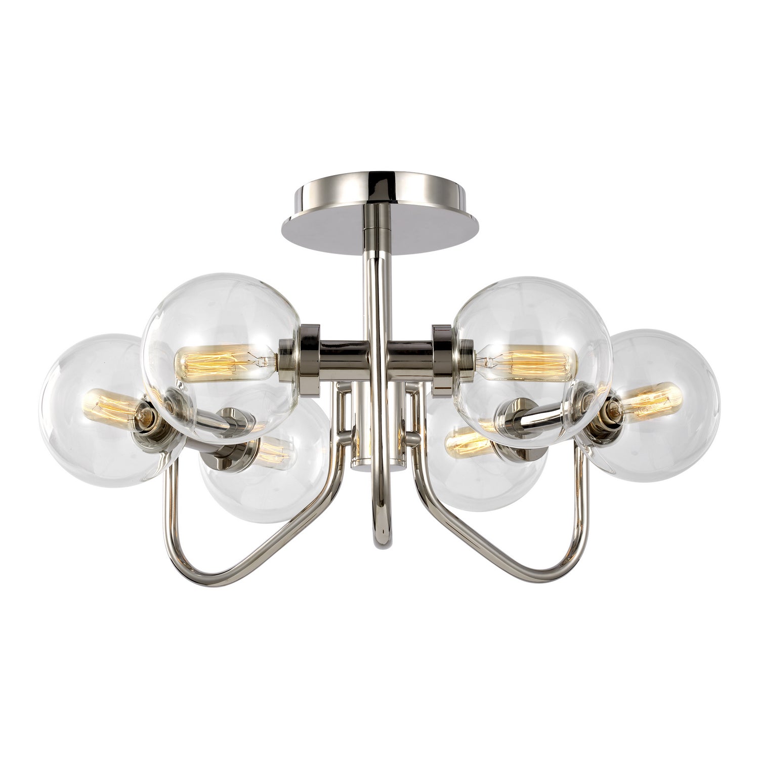 Visual Comfort Studio - EF1036PN - Six Light Semi-Flush Mount - Verne - Polished Nickel