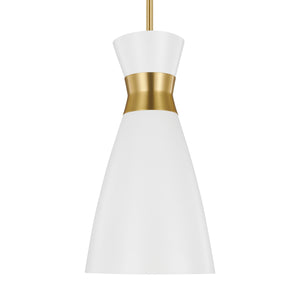 Visual Comfort Studio - EP1221MWTBBS - One Light Pendant - Heath - Matte White and Burnished Brass