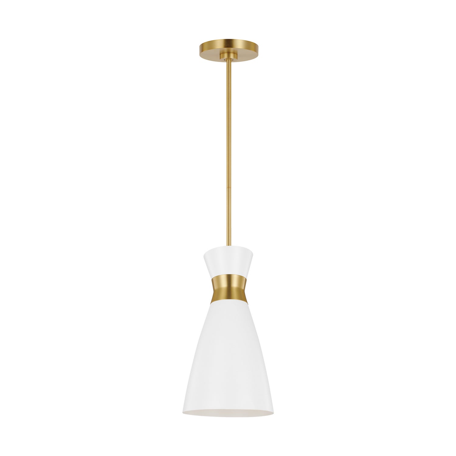 Visual Comfort Studio - EP1221MWTBBS - One Light Pendant - Heath - Matte White and Burnished Brass