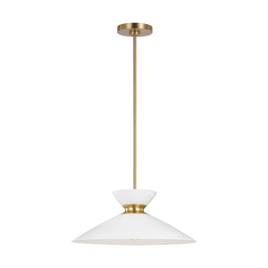 Visual Comfort Studio - EP1231MWTBBS - One Light Pendant - Heath - Matte White and Burnished Brass