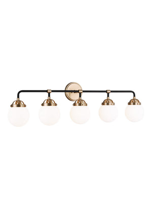 Visual Comfort Studio - 4487905-848 - Five Light Wall / Bath - Cafe - Satin Brass
