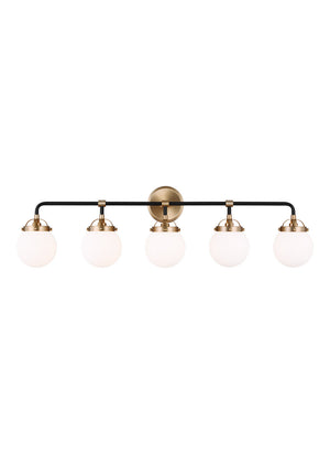 Visual Comfort Studio - 4487905-848 - Five Light Wall / Bath - Cafe - Satin Brass