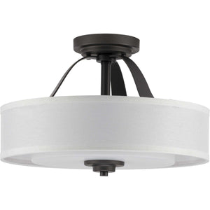 Progress Lighting - P350098-143 - Two Light Semi Flush Convertible - Kene - Graphite