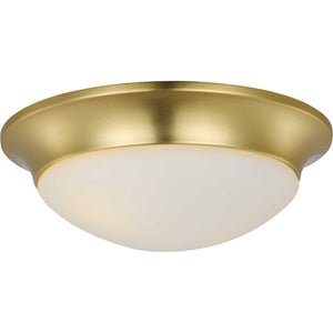 Progress Lighting - P350147-012 - Two Light Flush Mount - Etched Opal Dome - Satin Brass