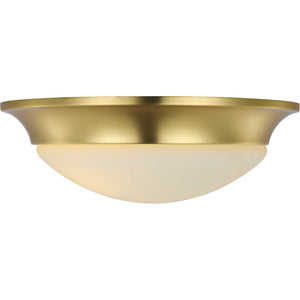 Progress Lighting - P350147-012 - Two Light Flush Mount - Etched Opal Dome - Satin Brass