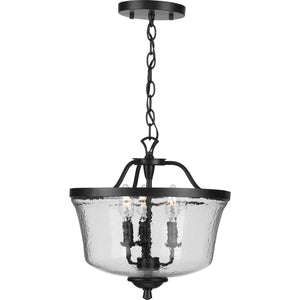 Progress Lighting - P350148-031 - Three Light Semi Flush Convertible - Bowman - Black