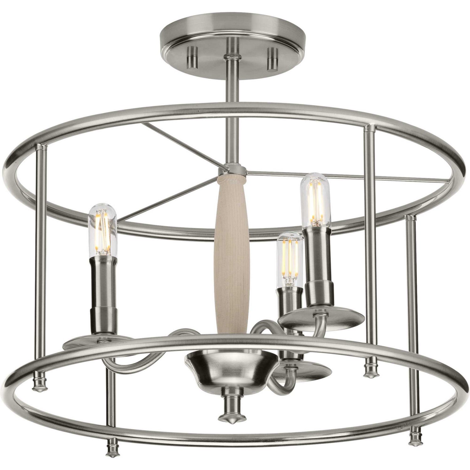 Progress Lighting - P350150-009 - Three Light Semi Flush Convertible - Durrell - Brushed Nickel