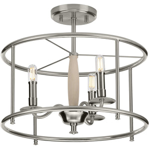 Progress Lighting - P350150-009 - Three Light Semi Flush Convertible - Durrell - Brushed Nickel