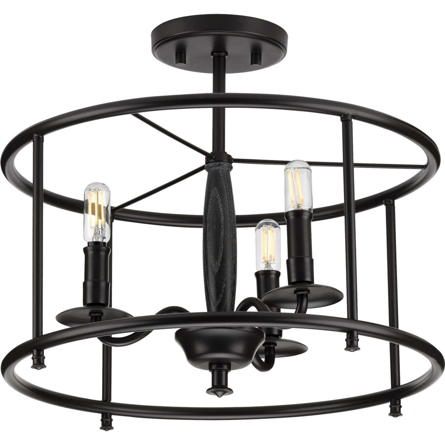 Progress Lighting - P350150-031 - Three Light Semi Flush Convertible - Durrell - Black