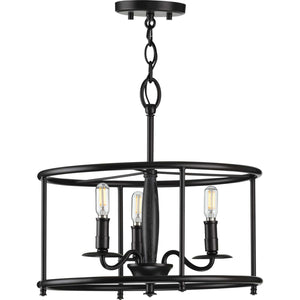 Progress Lighting - P350150-031 - Three Light Semi Flush Convertible - Durrell - Black