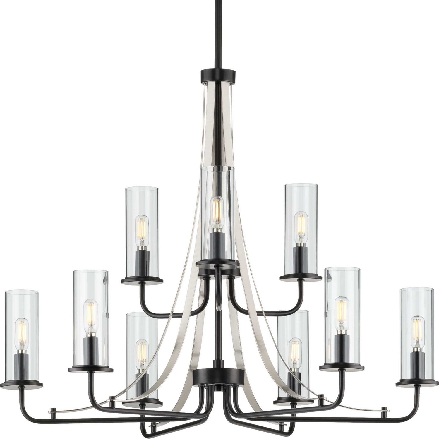 Progress Lighting - P400210-031 - Nine Light Chandelier - Riley - Black