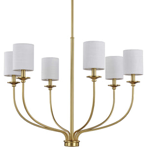 Progress Lighting - P400227-012 - Six Light Foyer Chandelier - Bonita - Satin Brass