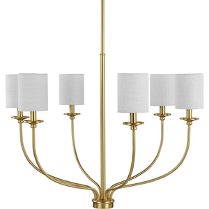 Progress Lighting - P400227-012 - Six Light Foyer Chandelier - Bonita - Satin Brass