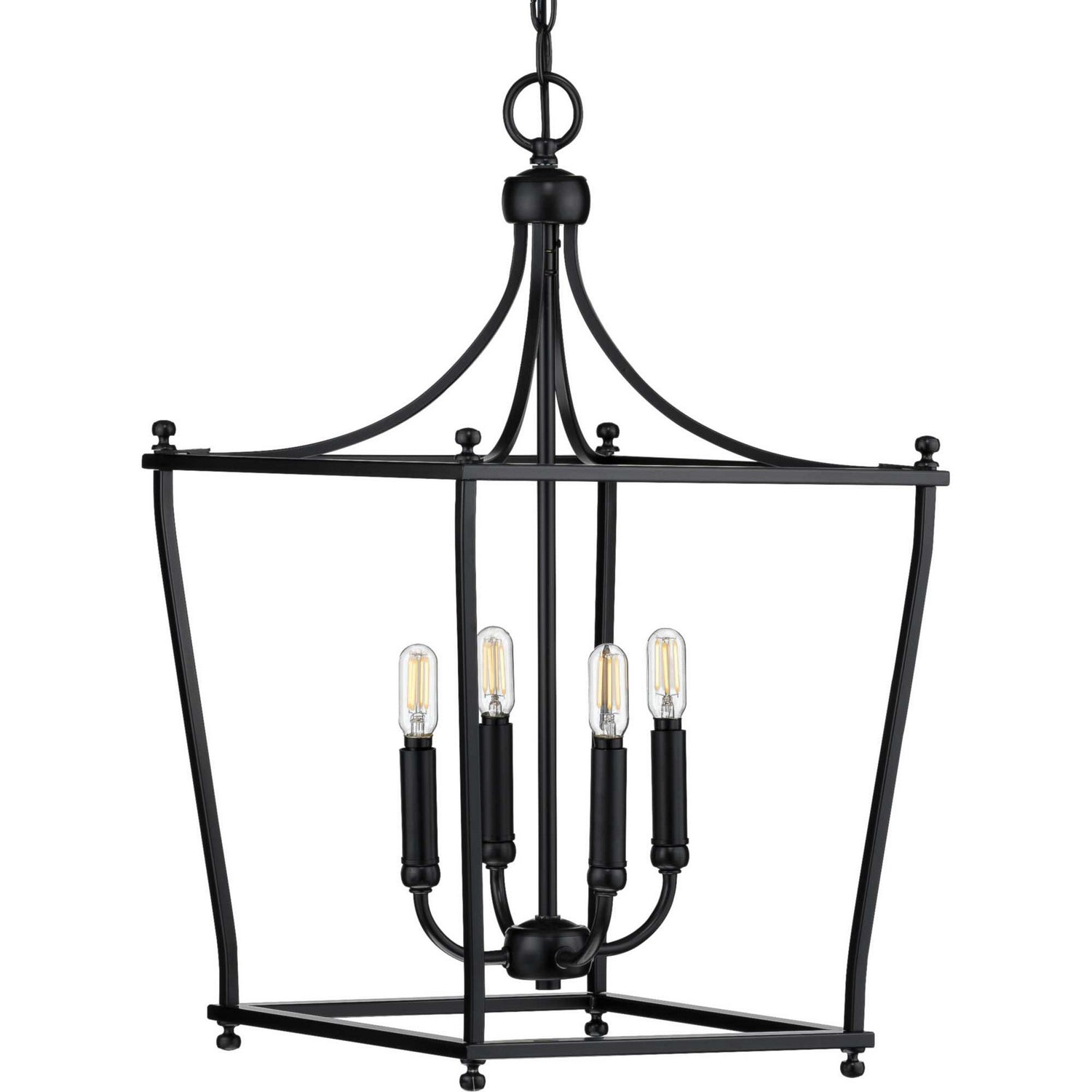 Progress Lighting - P500214-031 - Four Light Foyer Pendant - Parkhurst - Black