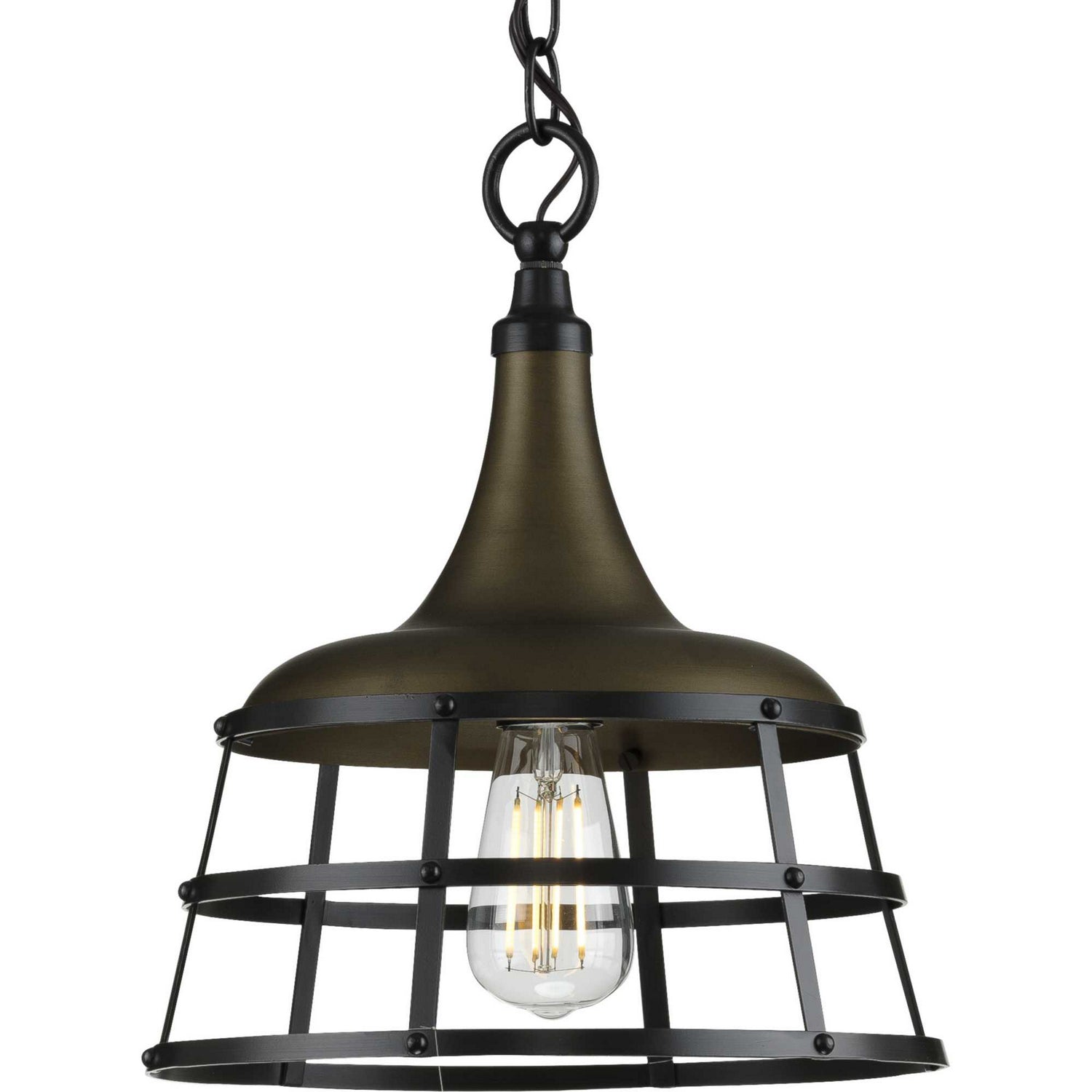 Progress Lighting - P500236-161 - One Light Pendant - Bastille - Aged Brass