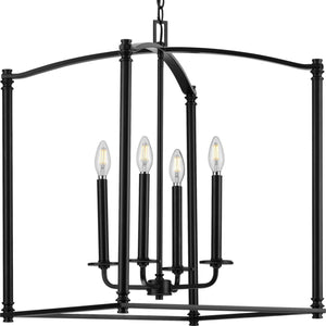 Progress Lighting - P500240-031 - Four Light Foyer Pendant - Winslett - Black