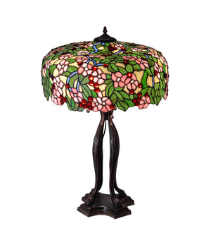 Meyda Tiffany - 126749 - Three Light Table Lamp - Tiffany Cherry Blossom - Mahogany Bronze