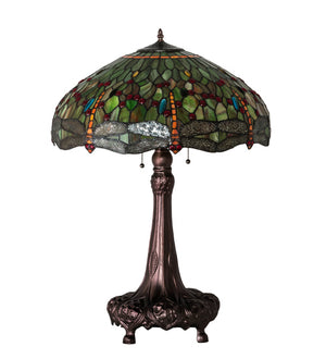 Meyda Tiffany - 129745 - Three Light Table Lamp - Tiffany Hanginghead Dragonfly - Mahogany Bronze